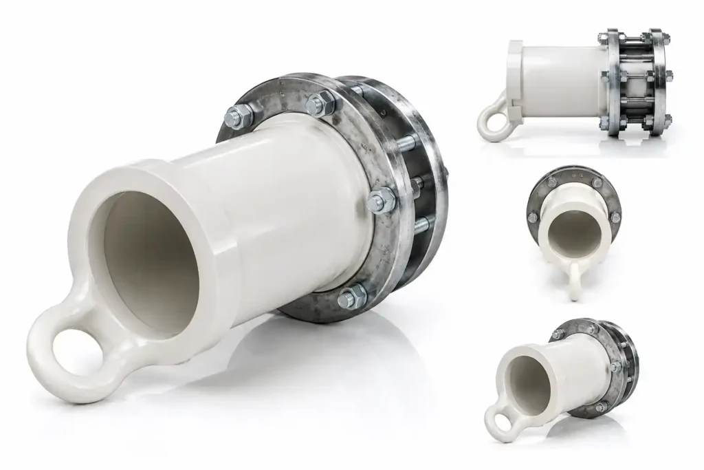 PVC Fabricated Tail Piece with mild steel tail ring for secure flange pipe connections