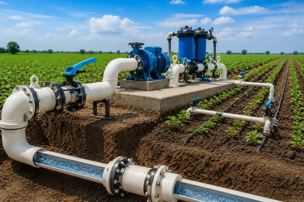 Installation of a PVC Fabricated Tail Piece with flange, gasket, and pipeline connection